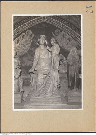Vorderseite von Sopr. BAS NA [https://www.deutsche-digitale-bibliothek.de/content/lizenzen/rv-ez/] Grabmal des Königs Robert I.Anbetung der Madonna - Madonna mit Kind, bh190962_recto. Foto.