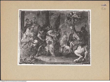 Vorderseite von unbekannt [https://www.deutsche-digitale-bibliothek.de/content/lizenzen/rv-ez/] Szenen aus dem Leben der heiligen Thecla, Archelaide und SusannaMartyrium der heiligen Thecla, Archelaide und Susanna - Gesamtansicht, bh191035_recto. Foto.