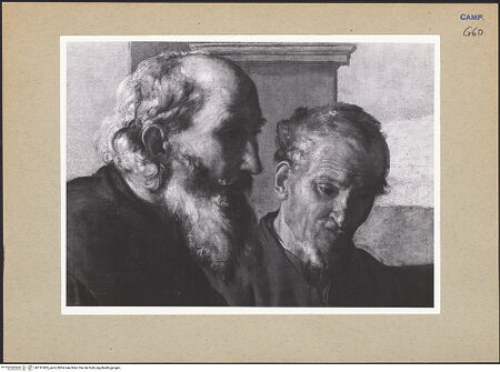 Vorderseite von Sopr. BAS NA [https://www.deutsche-digitale-bibliothek.de/content/lizenzen/rv-ez/] Christus gibt den Aposteln die Kommunion - Detail: zwei Apostel, bh191405_recto. Foto.