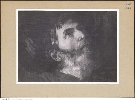 Vorderseite von Sopr. BAS NA [https://www.deutsche-digitale-bibliothek.de/content/lizenzen/rv-ez/] Christus gibt den Aposteln die Kommunion - Detail: Apostel (links), bh191407_recto. Foto.