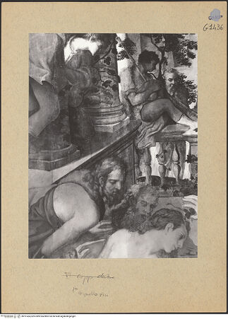 Vorderseite von Sopr. BAS NA [https://www.deutsche-digitale-bibliothek.de/content/lizenzen/rv-ez/] Die Anbetung des Christuskindes durch Maria, Joseph und die Hirten - Detail (rechte Seite), bh191424_recto. Foto.