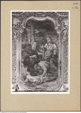 Vorderseite von Sopr. BAS NA [https://www.deutsche-digitale-bibliothek.de/content/lizenzen/rv-ez/] Szenen aus dem Leben des heiligen Benedikt von NursiaDie Bekehrung des Königs Totila - Gesamtansicht, bh191438_recto. Foto.