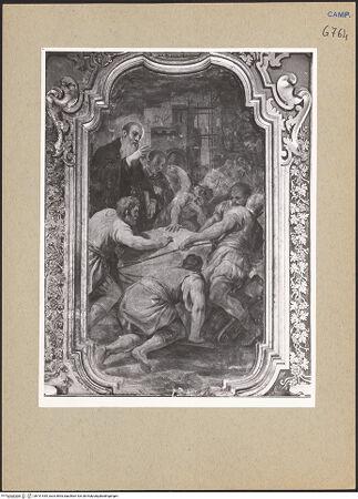 Vorderseite von Sopr. BAS NA [https://www.deutsche-digitale-bibliothek.de/content/lizenzen/rv-ez/] Szenen aus dem Leben des heiligen Benedikt von NursiaDer heilige Benedikt exorziert den Teufel aus einem Stein, der sich nicht bewegen läßt - Gesamtansicht, bh191439_recto. Foto.