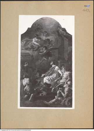 Vorderseite von Sopr. BAS NA [https://www.deutsche-digitale-bibliothek.de/content/lizenzen/rv-ez/] Heilige Lucia, kniend auf dem Grab der heiligen Agata - Gesamtansicht, bh191478_recto. Foto.