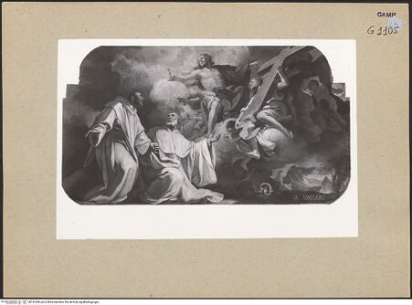 Vorderseite von Sopr. BAS NA [https://www.deutsche-digitale-bibliothek.de/content/lizenzen/rv-ez/] DeckendekorationVision des heiligen Wilhelm von Vercelli - Gesamtansicht, bh191484_recto. Foto.