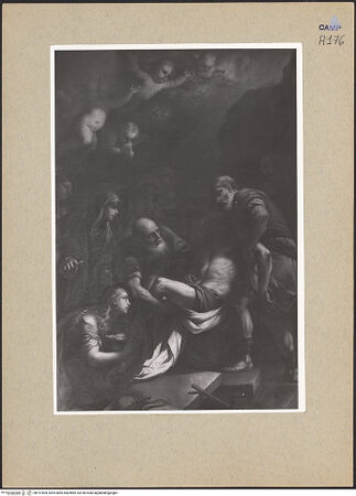 Vorderseite von Sopr. Gall. Napoli [https://www.deutsche-digitale-bibliothek.de/content/lizenzen/rv-ez/] Grablegung Christi - Gesamtansicht, bh191809_recto. Foto.