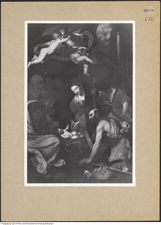 Vorderseite von Sopr. BAS NA [https://www.deutsche-digitale-bibliothek.de/content/lizenzen/rv-ez/] Die Anbetung des Christuskindes durch die Hirten - Gesamtansicht, bh191821_recto. Foto.