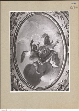 Vorderseite von Sopr. BAS NA [https://www.deutsche-digitale-bibliothek.de/content/lizenzen/rv-ez/] Szenen des Marienlebens und sechs TugendpersonifikationenHimmelfahrt Mariae im Beisein der Apostel und Engel mit Mariensymbole - Detail, Engel mit Mariensymbol, bh191899_recto. Foto.