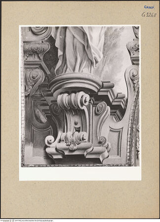 Vorderseite von Sopr. BAS NA [https://www.deutsche-digitale-bibliothek.de/content/lizenzen/rv-ez/] Szenen des Marienlebens und sechs TugendpersonifikationenVier Tugendpersonifikationen - Redlichkeit (Bonitas), Detail, bh191902_recto. Foto.