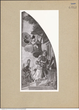 Vorderseite von Sopr. BAS NA [https://www.deutsche-digitale-bibliothek.de/content/lizenzen/rv-ez/] Szenen des Marienlebens und sechs TugendpersonifikationenRuhe auf der Flucht nach Ägypten und Joseph mit dem Christuskind und Maria in seiner Zimmermannswerkstatt - Joseph mit dem Christuskind und Maria in seiner Zimmermannswerkstatt, bh191909_recto. Foto.