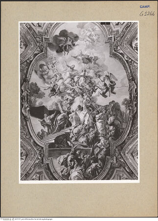 Vorderseite von Sopr. BAS NA [https://www.deutsche-digitale-bibliothek.de/content/lizenzen/rv-ez/] Szenen des Marienlebens und sechs TugendpersonifikationenHimmelfahrt Mariae im Beisein der Apostel und Engel mit Mariensymbole - Himmelfahrt Mariae, Teilansicht, bh191911_recto. Foto.