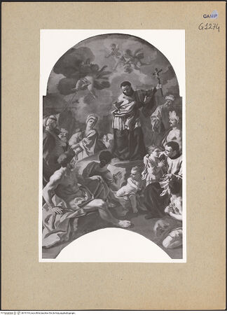 Vorderseite von Sopr. BAS NA [https://www.deutsche-digitale-bibliothek.de/content/lizenzen/rv-ez/] Der heilige Franz Xaver predigt als Missionar in Indien - Gesamtansicht, bh191914_recto. Foto.