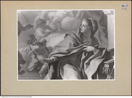 Vorderseite von Sopr. BAS NA [https://www.deutsche-digitale-bibliothek.de/content/lizenzen/rv-ez/] Verkündigung an Maria - Detail: Maria, bh191916_recto. Foto.