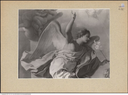 Vorderseite von Sopr. BAS NA [https://www.deutsche-digitale-bibliothek.de/content/lizenzen/rv-ez/] Verkündigung an Maria - Detail: Engel, bh191917_recto. Foto.