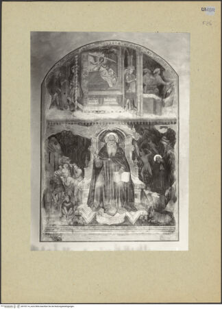 Vorderseite von Tacchini, G., Città di Castello [https://www.deutsche-digitale-bibliothek.de/content/lizenzen/rv-ez/] Thronender heiliger Antonius Abbas, umgeben von Szenen aus seinem Leben - Gesamtansicht, bh192114_recto. Foto.
