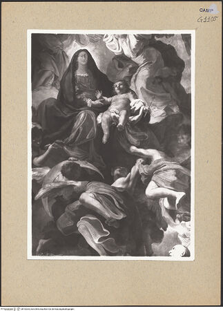 Vorderseite von Sopr. BAS NA [https://www.deutsche-digitale-bibliothek.de/content/lizenzen/rv-ez/] DeckendekorationGlorie der Madonna mit benediktinischen Heiligen - Detail: Madonna, bh192263_recto. Foto.