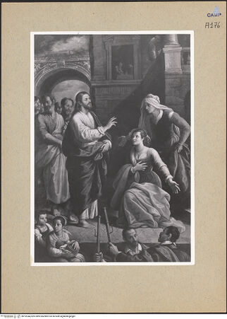 Vorderseite von Sopr. BAS NA [https://www.deutsche-digitale-bibliothek.de/content/lizenzen/rv-ez/] Christus im Hause von Martha und Maria Magdalena - Gesamtansicht, bh192344_recto. Foto.