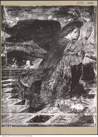 Vorderseite von ICCD [https://www.deutsche-digitale-bibliothek.de/content/lizenzen/rv-ez/] Verkündigung - Detail: Engel, bh192531_recto. Foto.