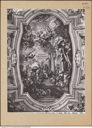 Vorderseite von Alinari [https://www.deutsche-digitale-bibliothek.de/content/lizenzen/rv-ez/] David bringt die Bundeslade nach Jerusalem (zerstört 1943) - Gesamtansicht, bh192574_recto. Foto.