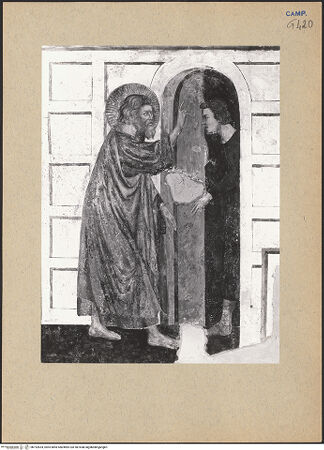 Vorderseite von ICCD [https://www.deutsche-digitale-bibliothek.de/content/lizenzen/rv-ez/] Szenen aus dem Leben des Apostel AndreasAndreas, der einen Bischof vor Versuchung bewahrt - Detail: Andreas, bh192634_recto. Foto.