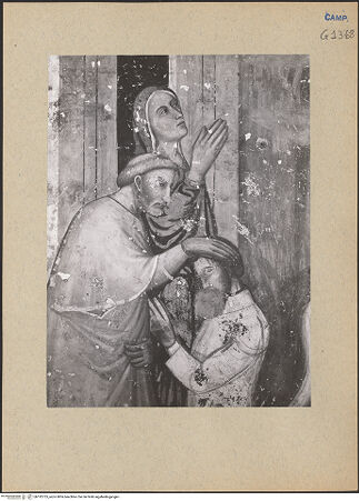 Vorderseite von ICCD [https://www.deutsche-digitale-bibliothek.de/content/lizenzen/rv-ez/] Szenen aus dem Leben der heiligen Maria MagdalenaDie heilige Maria Magdalena erweckt einen Ritter - Detail, bh192725_recto. Foto.