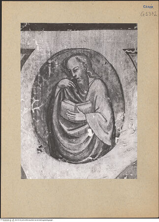 Vorderseite von ICCD [https://www.deutsche-digitale-bibliothek.de/content/lizenzen/rv-ez/] Szenen aus dem Leben der heiligen Maria MagdalenaUnbekannte Szene (Taufe des provenzalischen Fürsts?) - Detail: Architekturdekoration, ein Prophet, bh192733_recto. Foto.