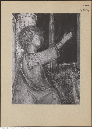 Vorderseite von ICCD [https://www.deutsche-digitale-bibliothek.de/content/lizenzen/rv-ez/] Szenen aus dem Leben der heiligen AgnesAgnes erscheint der Costantia - Detail, kniende Prinzessin, bh192825_recto. Foto.