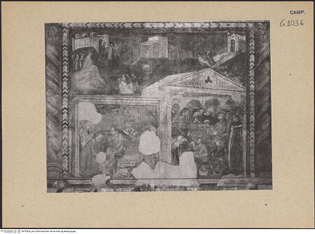 Vorderseite von ICCD [https://www.deutsche-digitale-bibliothek.de/content/lizenzen/rv-ez/] Szenen aus dem Leben der heiligen Elisabeth von ThüringenWeg, Werk, Demut und Tod der Elisabeth - Gesamtansicht, bh192826_recto. Foto.