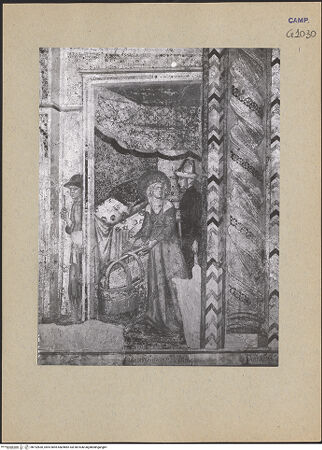 Vorderseite von ICCD [https://www.deutsche-digitale-bibliothek.de/content/lizenzen/rv-ez/] Szenen aus dem Leben der heiligen Elisabeth von ThüringenFrömmigkeit und Amonsen der Elisabeth - Detail, Elisabeth weist eine Wiege hin, bh192830_recto. Foto.