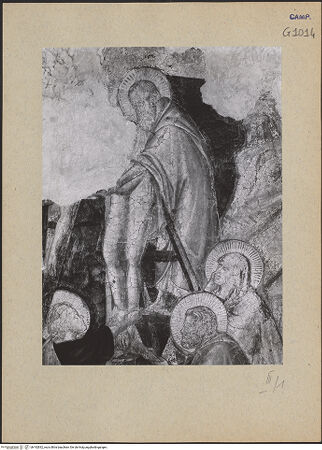 Vorderseite von ICCD [https://www.deutsche-digitale-bibliothek.de/content/lizenzen/rv-ez/] Passion Christi und Erscheinungen nach der AuferstehungDie Kreuzabnahme. Die Trauer. Die Grablegung - Detail, die Kreuzabnahme, Joseph von Arimathäa, bh192832_recto. Foto.