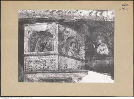 Vorderseite von ICCD [https://www.deutsche-digitale-bibliothek.de/content/lizenzen/rv-ez/] Szenen aus dem Leben der heiligen Elisabeth von ThüringenGehorsam, Almosen, Gottesschau und Fischwunder der Elisabeth - Detail, Elisabeth hat eine Christus-Vision, bh192841_recto. Foto.