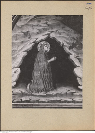 Vorderseite von ICCD [https://www.deutsche-digitale-bibliothek.de/content/lizenzen/rv-ez/] Szenen aus dem Leben der Maria MagdalenaMaria Magdalena als Büßerin - Maria Magdalena und der Engel, bh192855_recto. Foto.