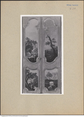 Vorderseite von GFN [https://www.deutsche-digitale-bibliothek.de/content/lizenzen/rv-ez/] Tür mit Landschaftsdarstellungen und Figuren - , bh192901_recto. Foto.