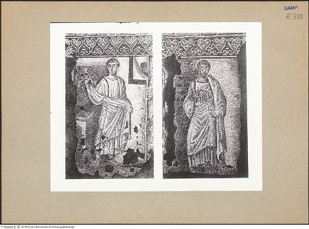 Vorderseite von ICCD [https://www.deutsche-digitale-bibliothek.de/content/lizenzen/rv-ez/] Szenen aus dem Leben Christi, Apostel und EvangelistensymboleApostel bringen goldene Kränze dar - Apostel, bh193325_recto. Foto.