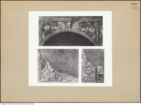 Vorderseite von ICCD [https://www.deutsche-digitale-bibliothek.de/content/lizenzen/rv-ez/] Szenen aus dem Leben Christi, Apostel und EvangelistensymboleEvangelistensymbole und pastorale Szenen - Halbkuppeln eines Evangelists und des Markus, bh193332_recto. Foto.