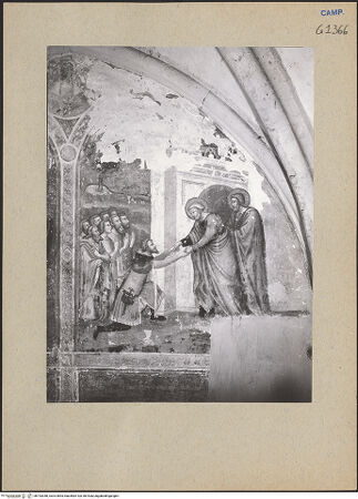 Vorderseite von ICCD [https://www.deutsche-digitale-bibliothek.de/content/lizenzen/rv-ez/] Szenen aus dem Leben der heiligen Maria MagdalenaDie Begegnung des provenzalischen Fürsts mit dem heiligen Petrus - Gesamtansicht, bh193358_recto. Foto.