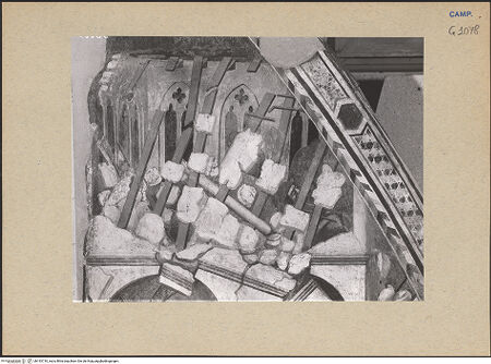 Vorderseite von Gabinetto Fotografico Nazionale [https://www.deutsche-digitale-bibliothek.de/content/lizenzen/rv-ez/] Geschichten von Joseph, Moses und SamsonSamson zerstört den Tempel der Philister - Detail des oberen Teils, bh193710_recto. Foto.