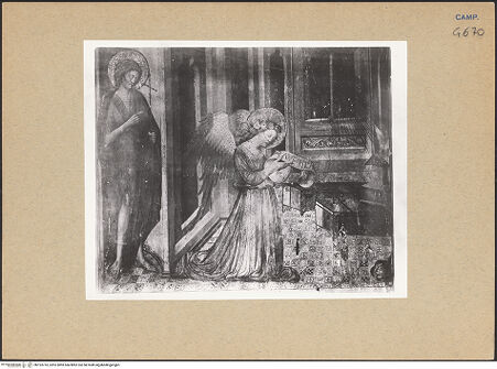 Vorderseite von ICCD [https://www.deutsche-digitale-bibliothek.de/content/lizenzen/rv-ez/] Verkündigung in Anwesenheit Johannes des Täufers - Gesamtansicht, bh193733_recto. Foto.