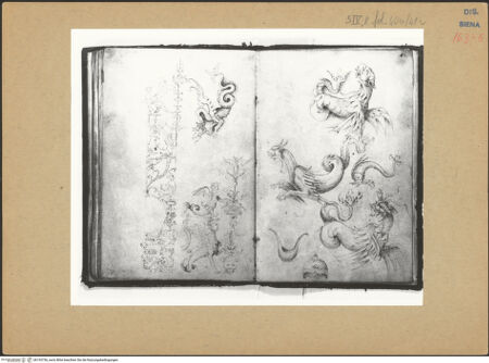 Vorderseite von Bibliotheca Hertziana [https://www.deutsche-digitale-bibliothek.de/content/lizenzen/rv-ez/] SkizzenbuchStudien nach antiken Ornamenten - , bh193736_recto. Foto.