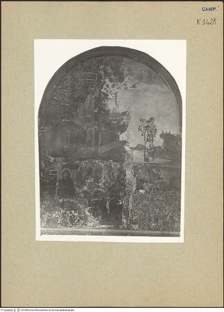 Vorderseite von Sopr. BAS NA [https://www.deutsche-digitale-bibliothek.de/content/lizenzen/rv-ez/] Szenen aus dem Leben des heiligen BenediktDer heilige Benedikt wirft sich nackt in einen Dornbusch, um die fleischliche Versuchung - Gesamtansicht, bh194604_recto. Foto.