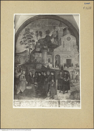 Vorderseite von Sopr. BAS NA [https://www.deutsche-digitale-bibliothek.de/content/lizenzen/rv-ez/] Szenen aus dem Leben des heiligen BenediktDie Abreise zu Effide (Affile) - Gesamtansicht, bh194607_recto. Foto.