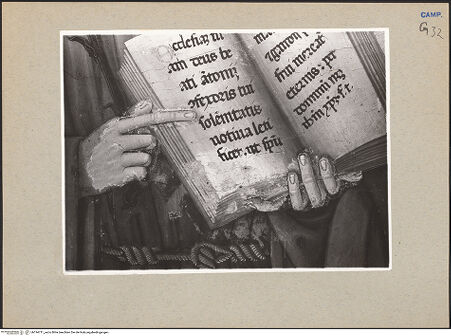 Vorderseite von Sopr. BAS NA [https://www.deutsche-digitale-bibliothek.de/content/lizenzen/rv-ez/] Antonius von Padua und Johannes der Evangelist - Detail: Antonius, bh194711_recto. Foto.