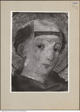 Vorderseite von Sopr. BAS NA [https://www.deutsche-digitale-bibliothek.de/content/lizenzen/rv-ez/] Antonius von Padua und Johannes der Evangelist - Detail: Antonius, bh194712_recto. Foto.