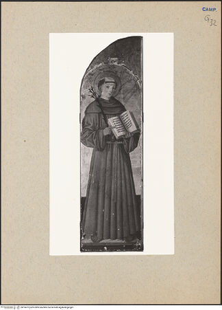 Vorderseite von Sopr. BAS NA [https://www.deutsche-digitale-bibliothek.de/content/lizenzen/rv-ez/] Antonius von Padua und Johannes der Evangelist - Detail: Antonius, bh194713_recto. Foto.