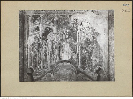 Vorderseite von ICCD [https://www.deutsche-digitale-bibliothek.de/content/lizenzen/rv-ez/] Szenen aus der Legende der heiligen Maria MagdalenaAuferweckung des Lazarus - Gesamtansicht, bh195168_recto. Foto.