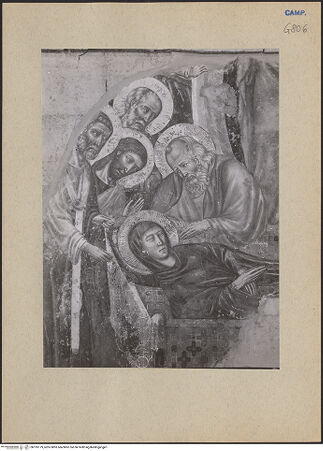 Vorderseite von ICCD [https://www.deutsche-digitale-bibliothek.de/content/lizenzen/rv-ez/] Marientod - Detail, Maria und Apostel, bh195179_recto. Foto.