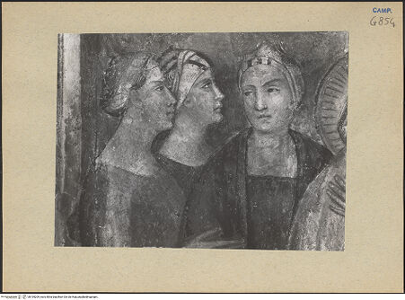 Vorderseite von ICCD [https://www.deutsche-digitale-bibliothek.de/content/lizenzen/rv-ez/] Szenen aus dem Leben MariasBegegnung Annas und Joachims an der Goldenen Pforte - Detail (linke Seite), bh195209_recto. Foto.