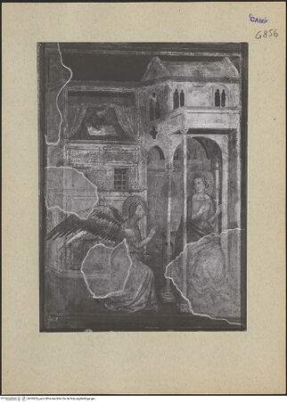 Vorderseite von ICCD [https://www.deutsche-digitale-bibliothek.de/content/lizenzen/rv-ez/] Szenen aus dem Leben MariasVerkündigung an Maria - Gesamtansicht, bh195216_recto. Foto.