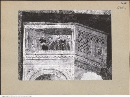 Vorderseite von ICCD [https://www.deutsche-digitale-bibliothek.de/content/lizenzen/rv-ez/] Szenen aus dem Leben der heiligen Elisabeth von ThüringenGehorsam, Almosen, Gottesschau und Fischwunder der Elisabeth - Detail, Elisabeth gelobt Konrad von Marburg Gehorsam, bh195222_recto. Foto.