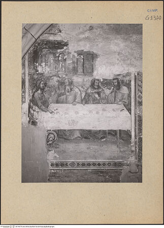 Vorderseite von ICCD [https://www.deutsche-digitale-bibliothek.de/content/lizenzen/rv-ez/] Szenen aus dem Leben der heiligen Maria MagdalenaDie heilige Maria Magdalena salbt die Füße Christi - Teilansicht, bh195379_recto. Foto.